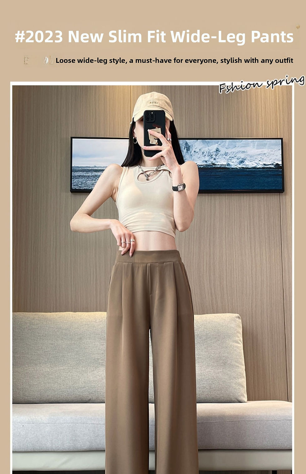 Thumbnail: High Waist Wide Leg Pants Women's Loose Casual Straight Cut Nine Point Long Trou