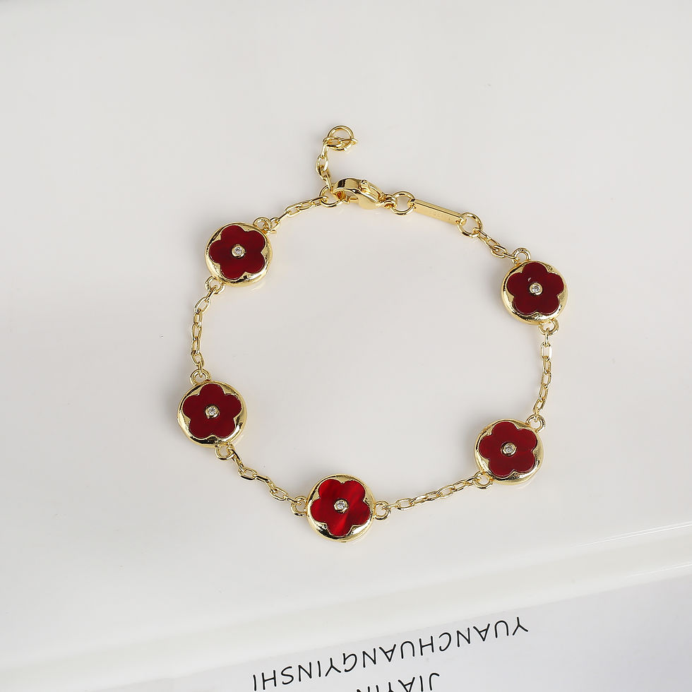 Thumbnail: Trendy Creative Adjustable Round Five Leaf Flower Gold-Plated Bracelet Luxury fo