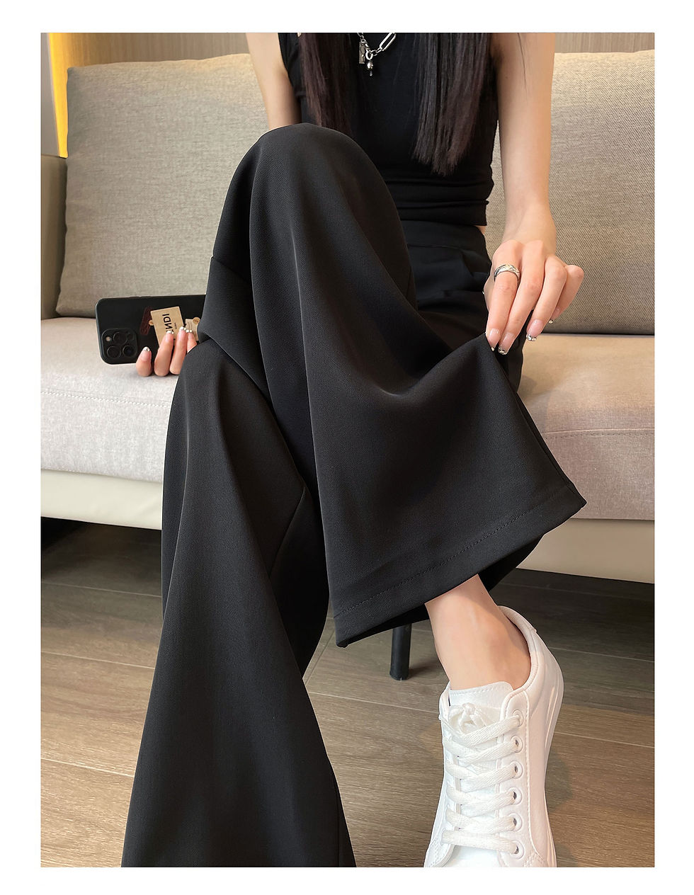 Thumbnail: High Waist Wide Leg Pants Women's Loose Casual Straight Cut Nine Point Long Trou