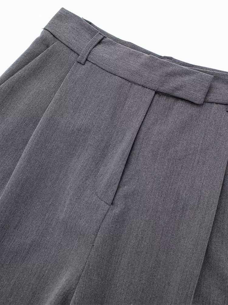 Thumbnail: Willshela Women Fashion Solid Front Zipper Straight Pants Vintage High Waist Ful