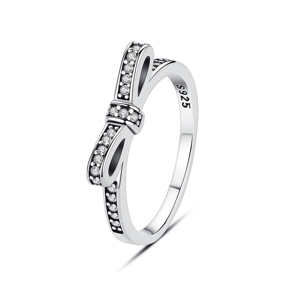 Thumbnail: Original 925 Sterling Silver Ring Love Heart Pave CZ Crystal Stackable Rings For