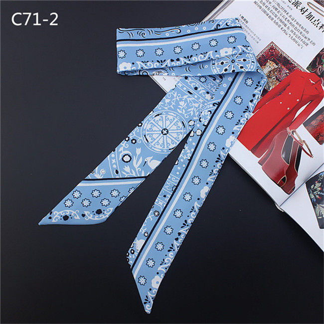 Thumbnail: New Design Luxury Brand Scarf Paisley Print Silk Scarf Women Handle Bag Ribbons 