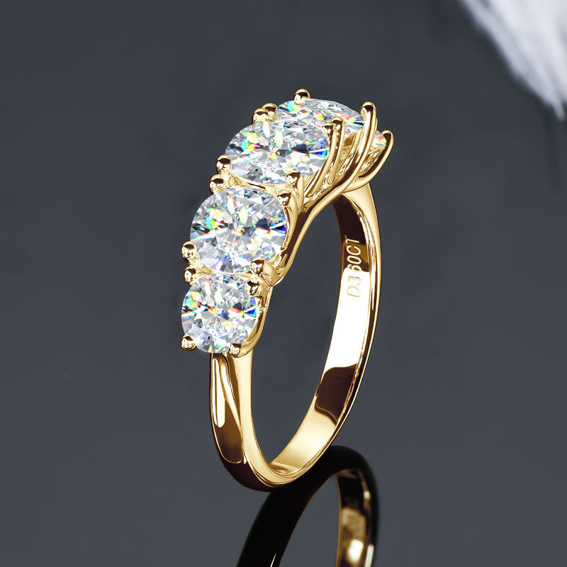 Thumbnail: IOGOU 3.6ctw. D Moissanite Wedding Rings for Women 18k Gold Plated 925 Silver Pr