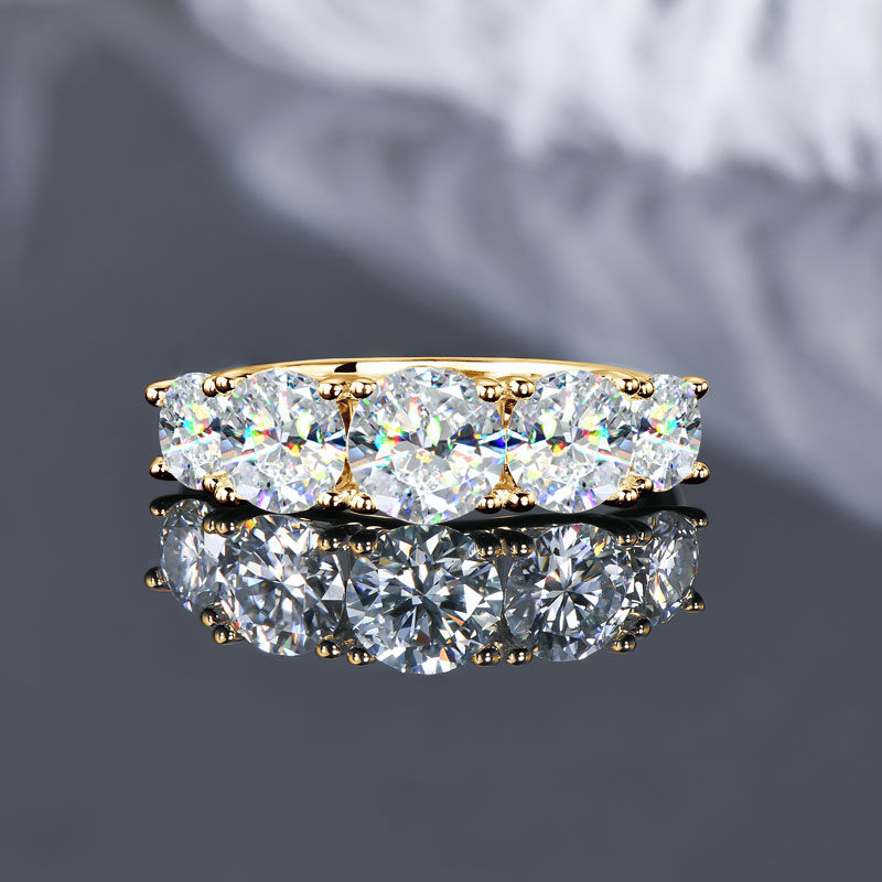 Thumbnail: IOGOU 3.6ctw. D Moissanite Wedding Rings for Women 18k Gold Plated 925 Silver Pr