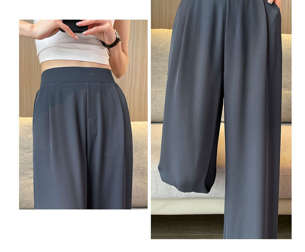 Thumbnail: High Waist Wide Leg Pants Women's Loose Casual Straight Cut Nine Point Long Trou