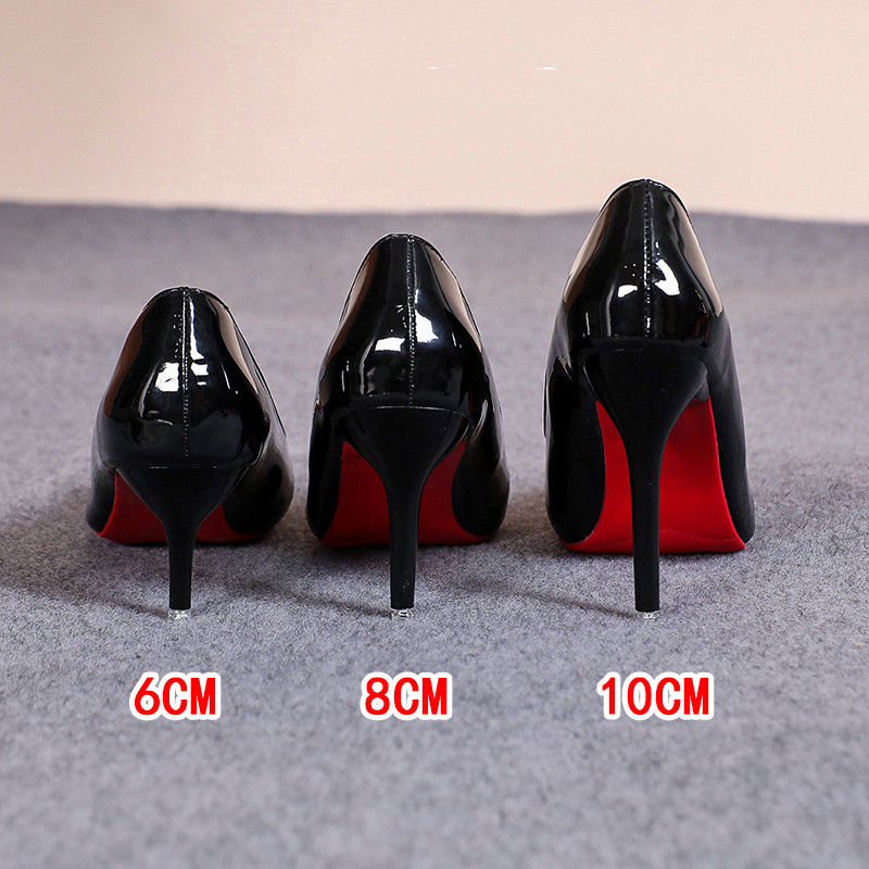 Sexy Pointed Toe Patent Leather High Heels Temperament Girl Red Sole Party Dress
