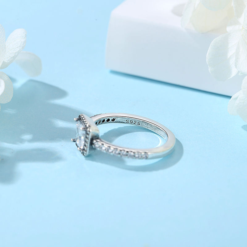 Thumbnail: Original 925 Sterling Silver Ring Love Heart Pave CZ Crystal Stackable Rings For
