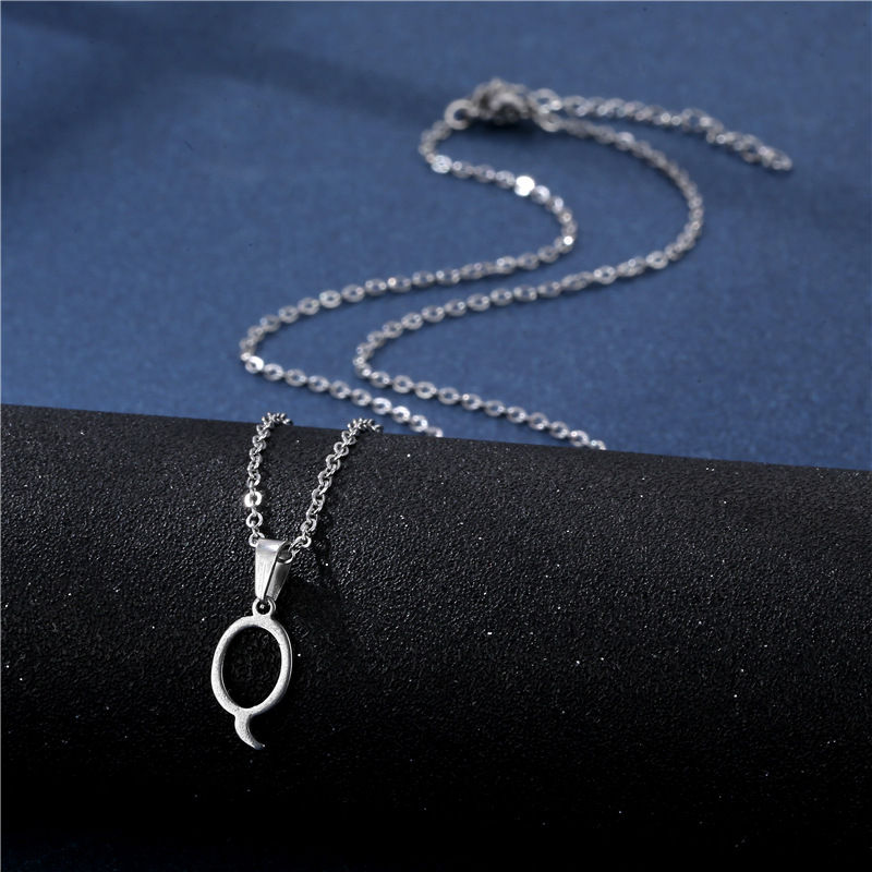 Thumbnail: Fashion Initial Letter Pendant Necklace for Women Simple Stainless Steel Letter 