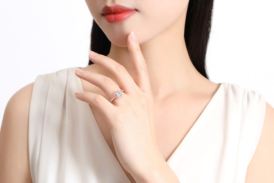 Thumbnail: Original 925 Sterling Silver Ring Love Heart Pave CZ Crystal Stackable Rings For