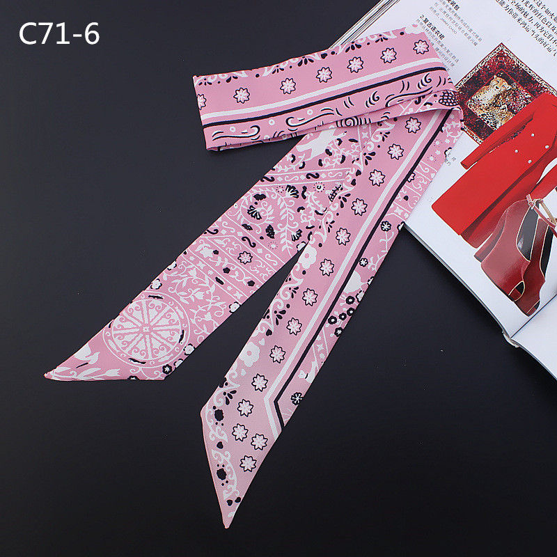 Thumbnail: New Design Luxury Brand Scarf Paisley Print Silk Scarf Women Handle Bag Ribbons 