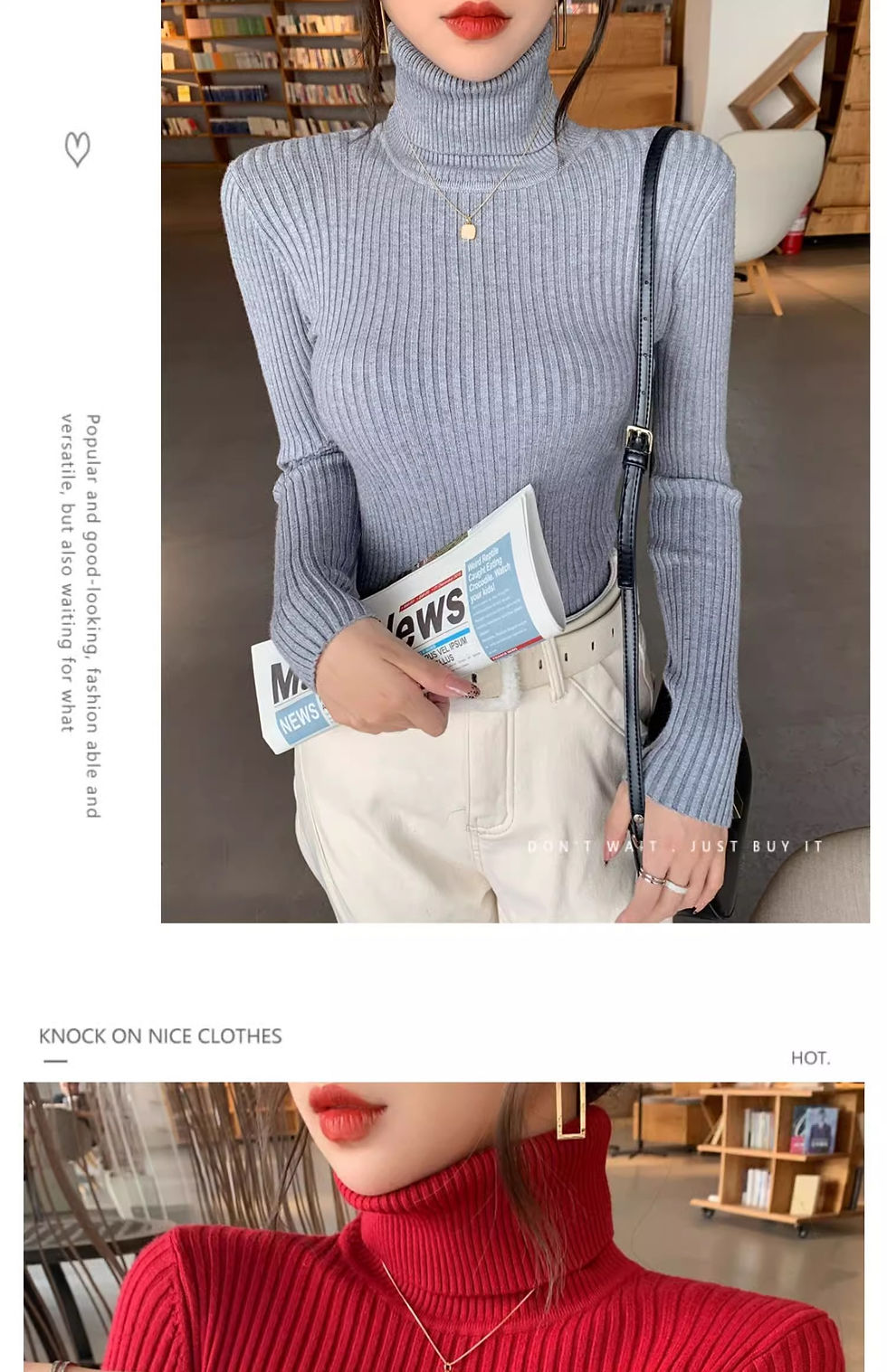 Thumbnail: 2026 Casual Slim Knitted Pullover Autumn Winter Thick Turtleneck Sweater Base Sw