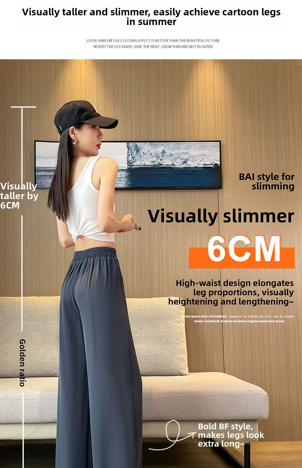Thumbnail: High Waist Wide Leg Pants Women's Loose Casual Straight Cut Nine Point Long Trou