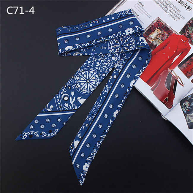 Thumbnail: New Design Luxury Brand Scarf Paisley Print Silk Scarf Women Handle Bag Ribbons 