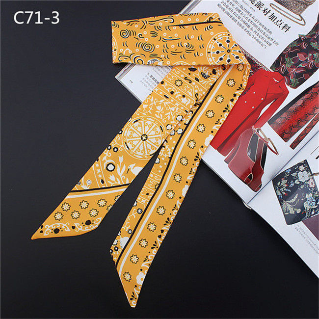 Thumbnail: New Design Luxury Brand Scarf Paisley Print Silk Scarf Women Handle Bag Ribbons 