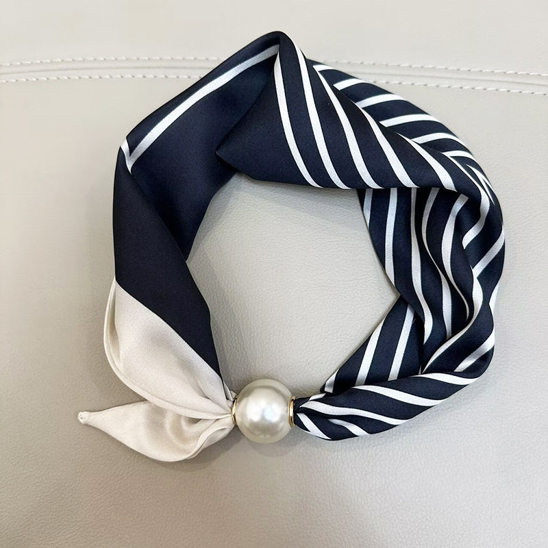 Thumbnail: 1/2PCS Elegant Pearl Tail Magnetic Clasp Scarf Summer New Versatile Breathable F