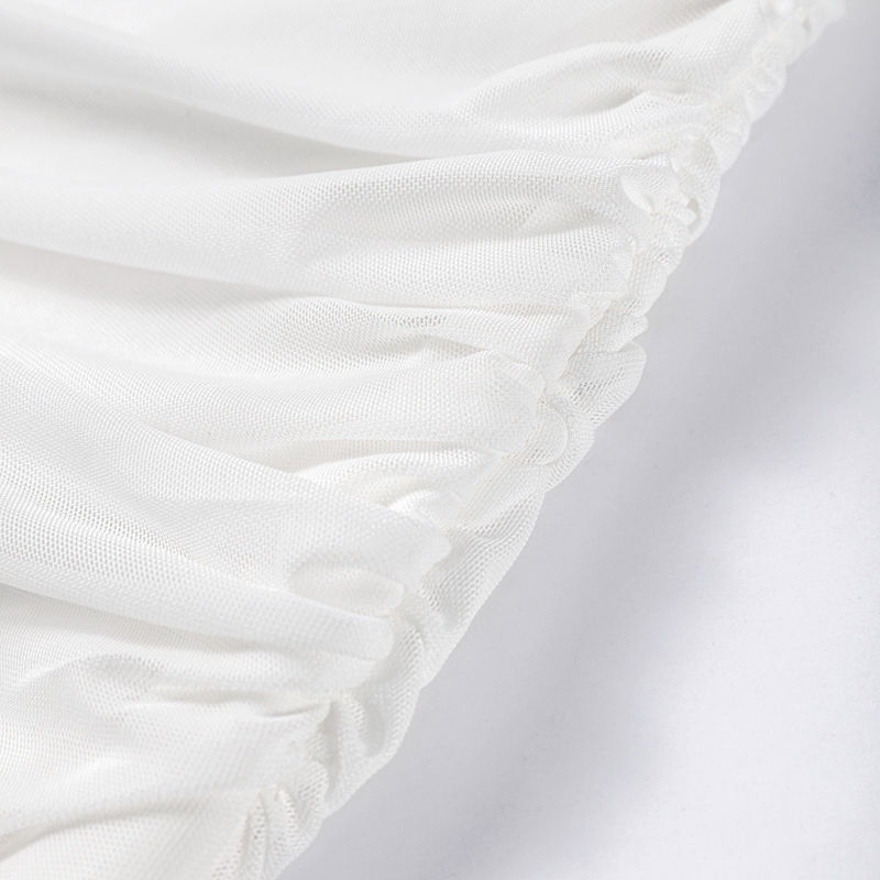 Thumbnail: Elegant Mesh Shawl Short Dress Women Pleated Half High Collar Sleeveless Female 