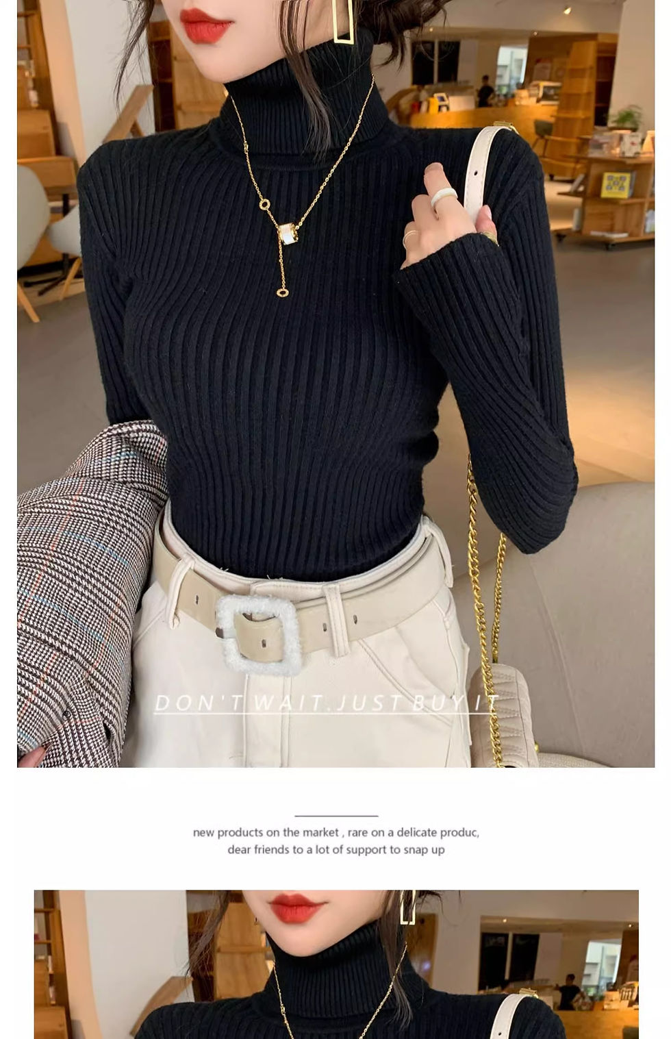 Thumbnail: 2026 Casual Slim Knitted Pullover Autumn Winter Thick Turtleneck Sweater Base Sw