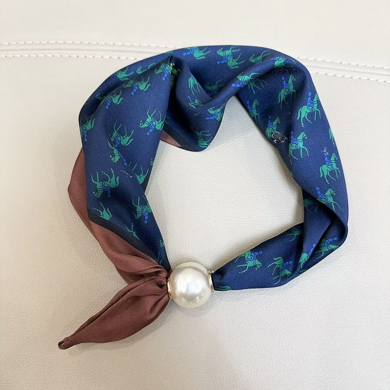 Thumbnail: 1/2PCS Elegant Pearl Tail Magnetic Clasp Scarf Summer New Versatile Breathable F