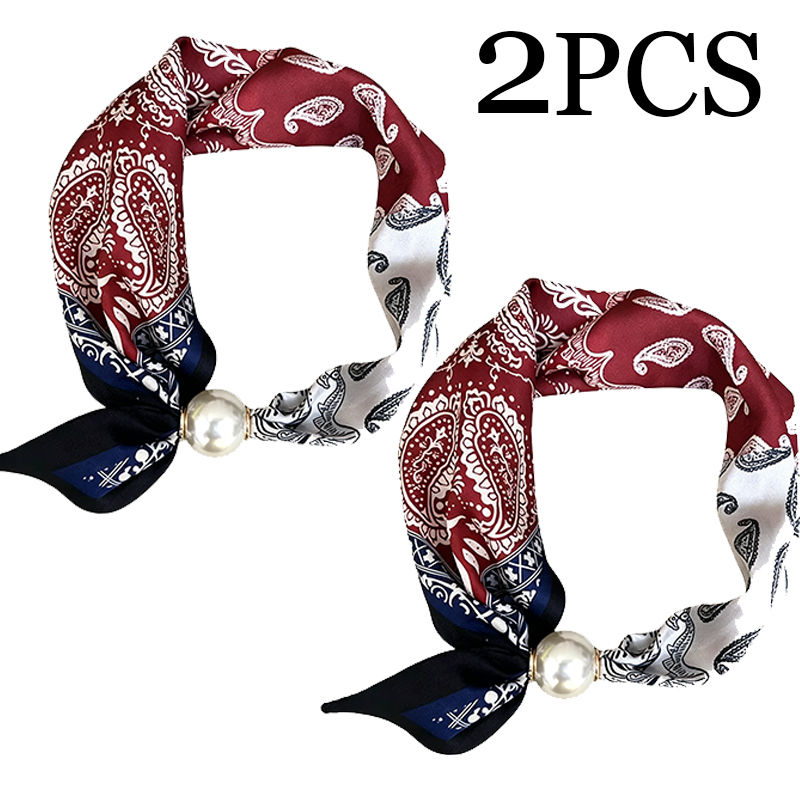Thumbnail: 1/2PCS Elegant Pearl Tail Magnetic Clasp Scarf Summer New Versatile Breathable F
