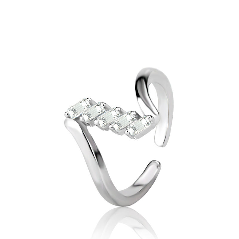 Thumbnail: Hot 925 Sterling Silver Ring AAA Zircon Adjustable Simplicity Fashion Exquisite 