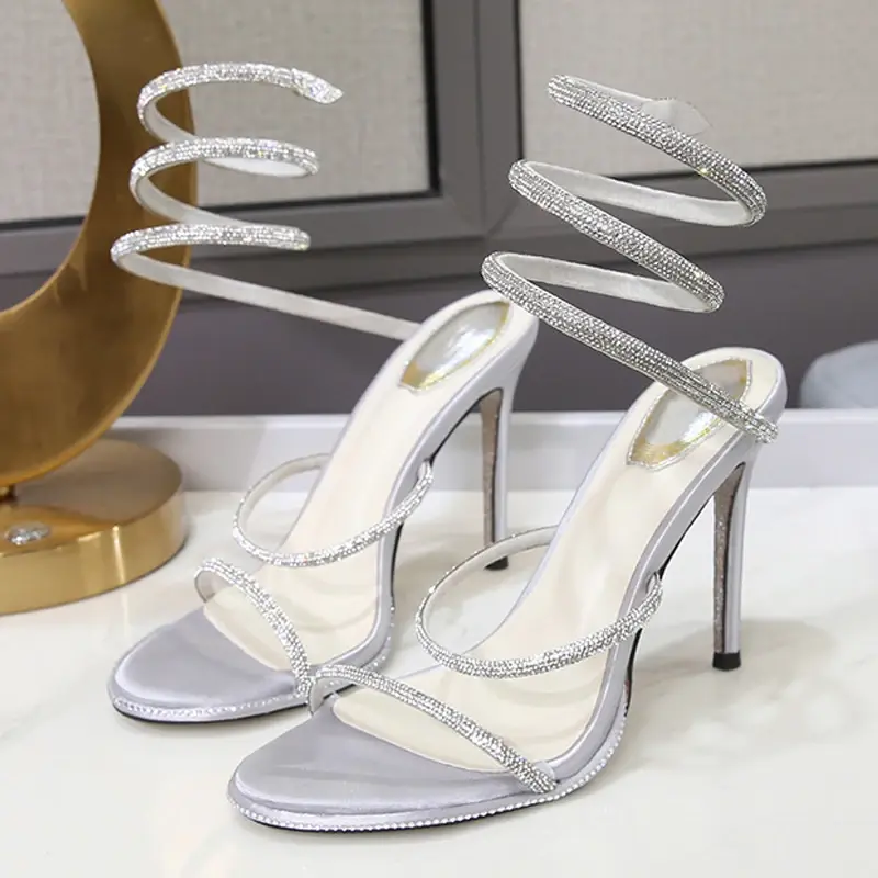 Thumbnail: Eilyken Fashion Style Crystal Diamond Ankle Strap Women Sandals Sexy Open Toe Th