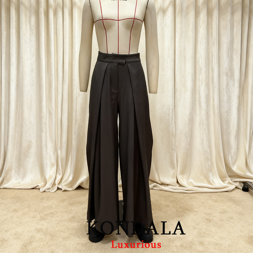 Thumbnail: KONDALA Casual Chic Wide Leg Pants Women Office Lady Pockets Pleated Long Trouse