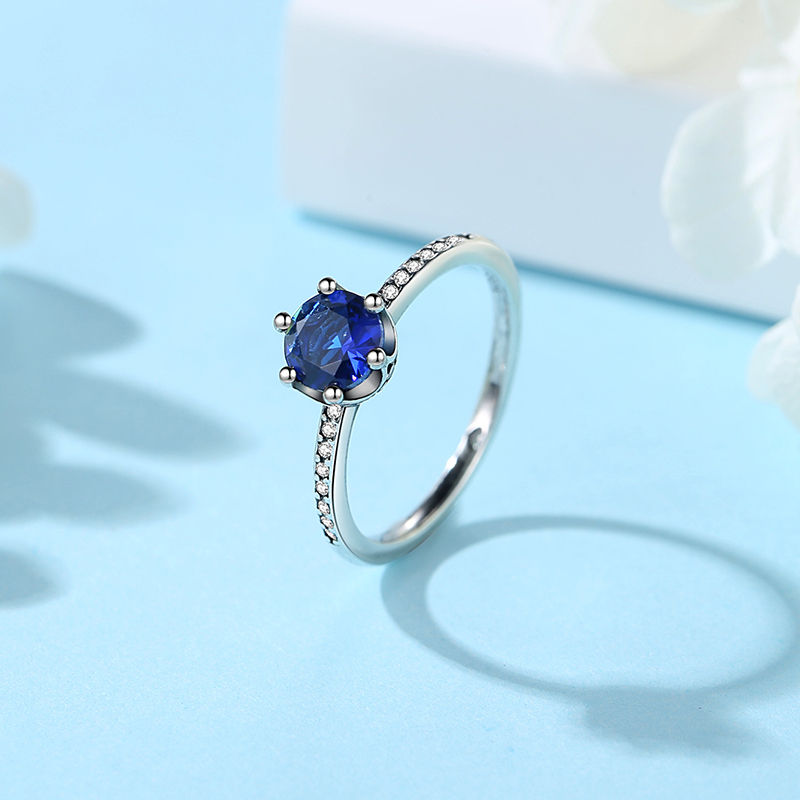 Thumbnail: Original 925 Sterling Silver Ring Love Heart Pave CZ Crystal Stackable Rings For