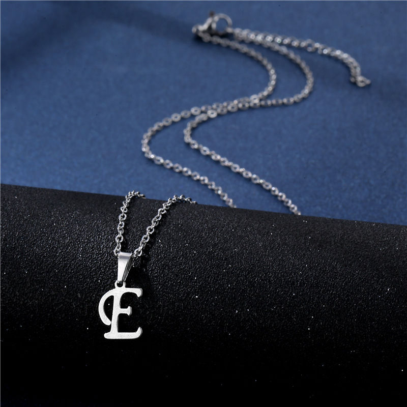Thumbnail: Fashion Initial Letter Pendant Necklace for Women Simple Stainless Steel Letter 