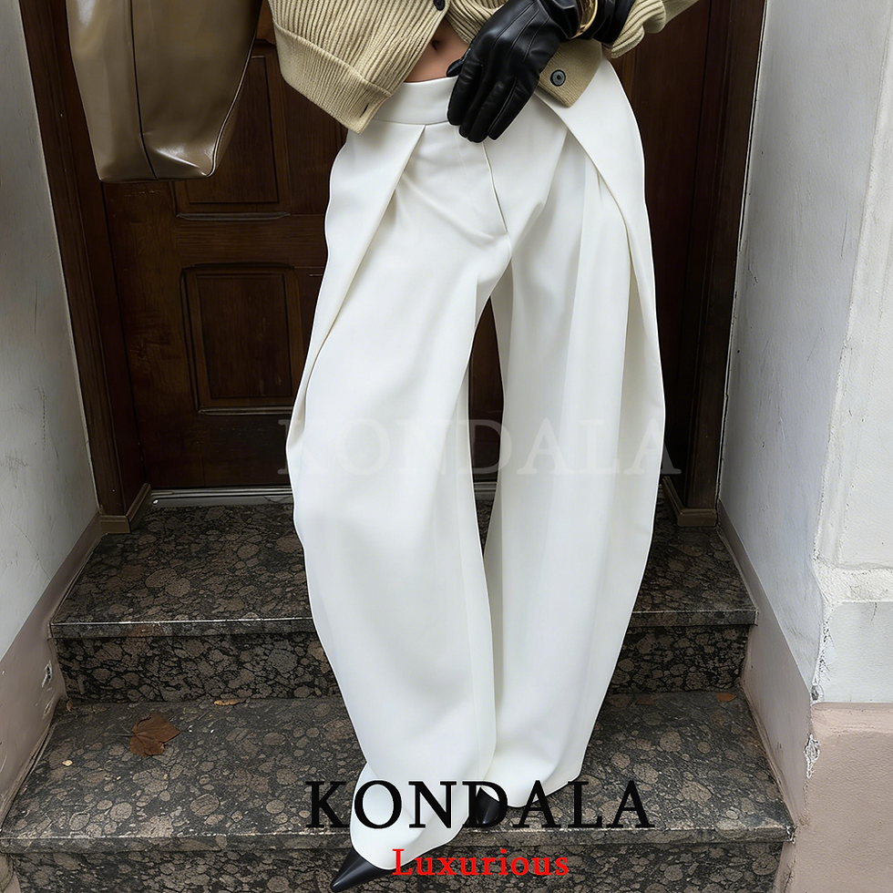 Thumbnail: KONDALA Casual Chic Wide Leg Pants Women Office Lady Pockets Pleated Long Trouse