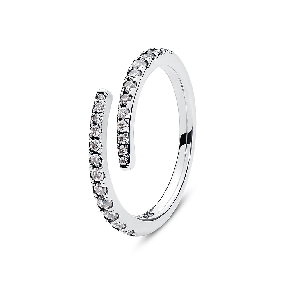 Thumbnail: Original 925 Sterling Silver Ring Love Heart Pave CZ Crystal Stackable Rings For