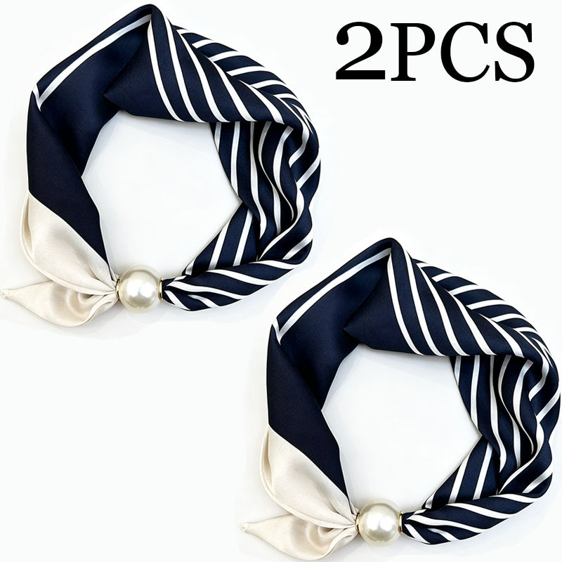 Thumbnail: 1/2PCS Elegant Pearl Tail Magnetic Clasp Scarf Summer New Versatile Breathable F