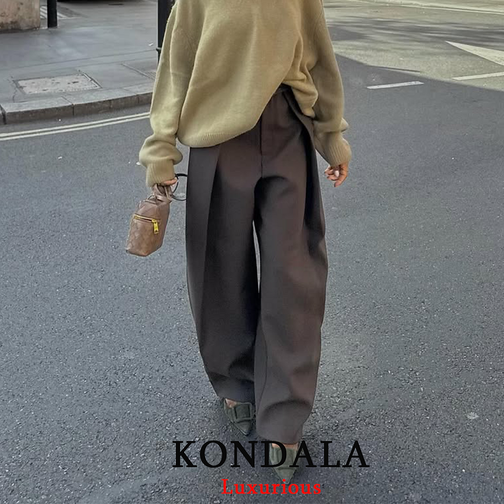 Thumbnail: KONDALA Casual Chic Wide Leg Pants Women Office Lady Pockets Pleated Long Trouse