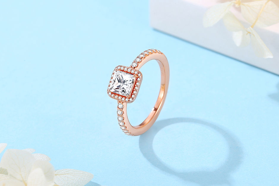 Thumbnail: Original 925 Sterling Silver Ring Love Heart Pave CZ Crystal Stackable Rings For
