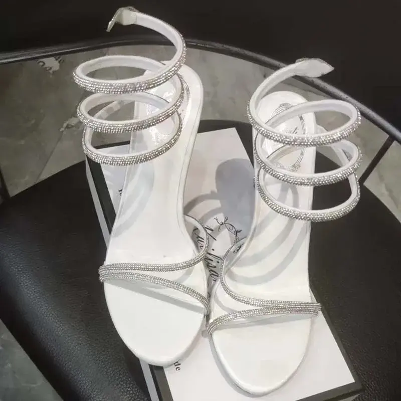 Thumbnail: Eilyken Fashion Style Crystal Diamond Ankle Strap Women Sandals Sexy Open Toe Th