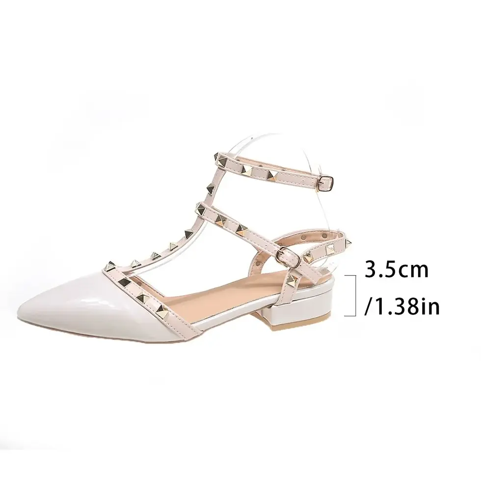 Thumbnail: 2025 New Rivet Head Sandals Women Summer Pointed Toe Thick Heel Fashionable Vers
