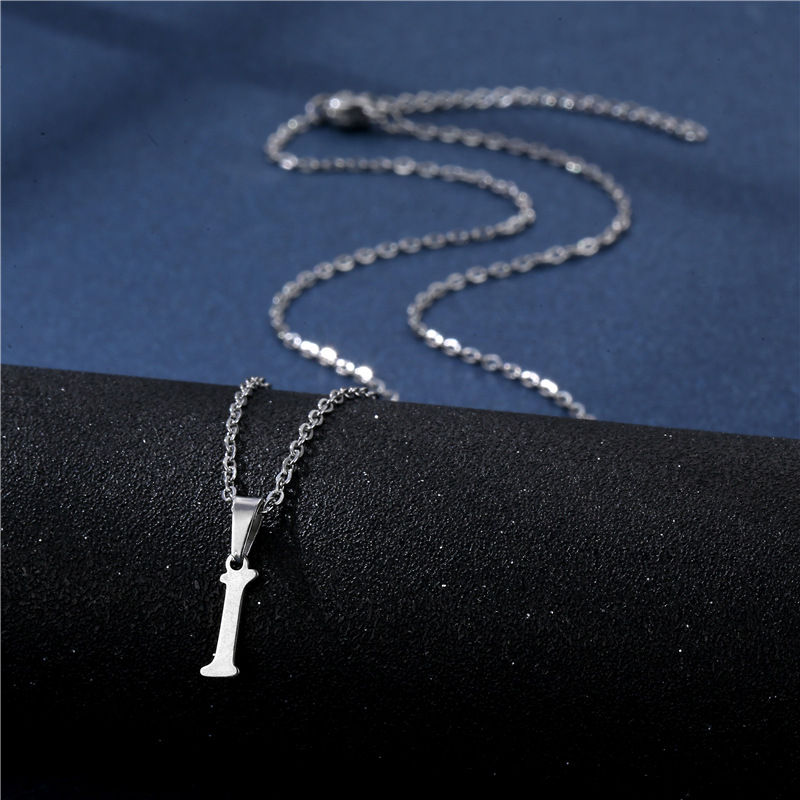 Thumbnail: Fashion Initial Letter Pendant Necklace for Women Simple Stainless Steel Letter 