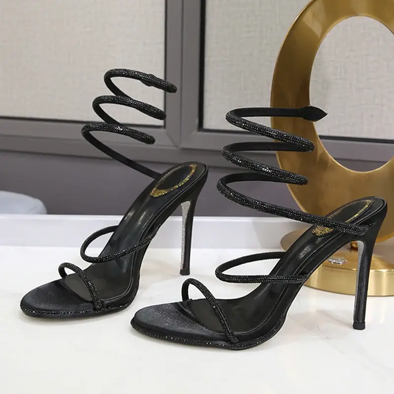 Thumbnail: Eilyken Fashion Style Crystal Diamond Ankle Strap Women Sandals Sexy Open Toe Th