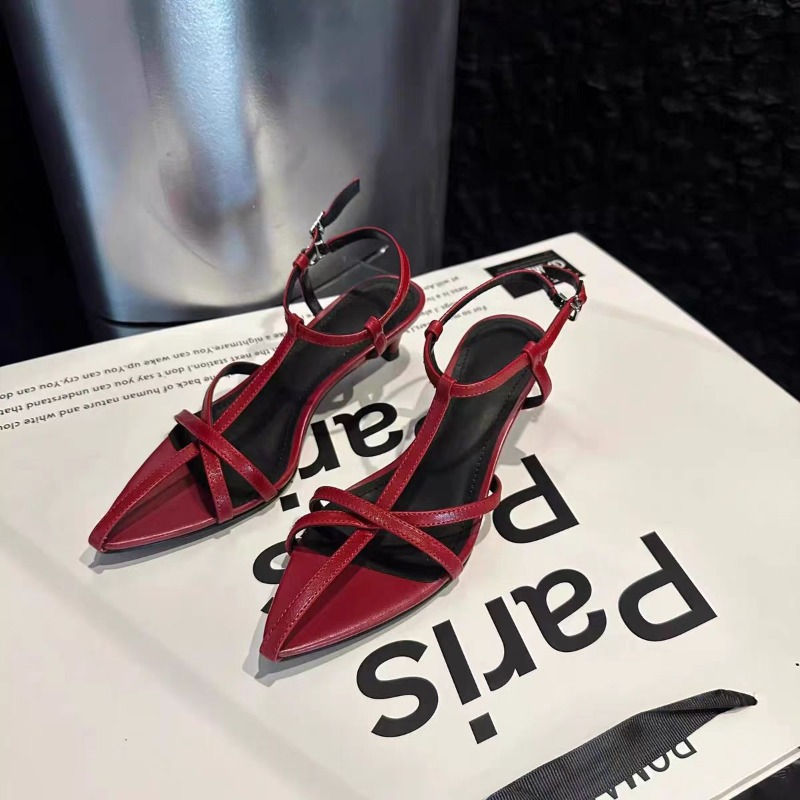 Thumbnail: Women Sandal Summer New Fashion Narrow Band Ladies Gladiator Shoes Thin Low Heel