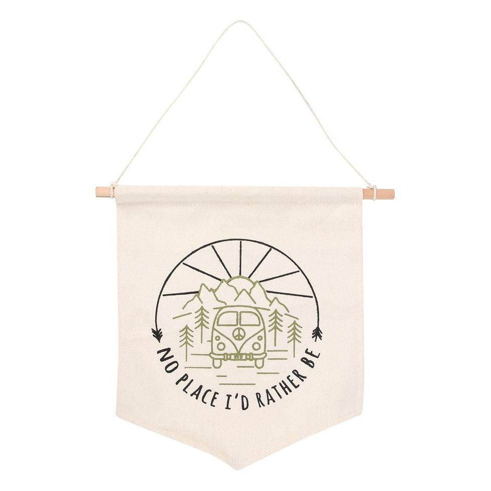 Happy Camper Camping Hanging Fabric Flag / Sign