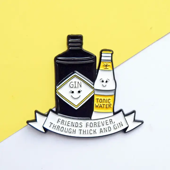 Thumbnail: Of Life & Lemons 'Friends Forever Through Thick & Gin' Enamel Pin