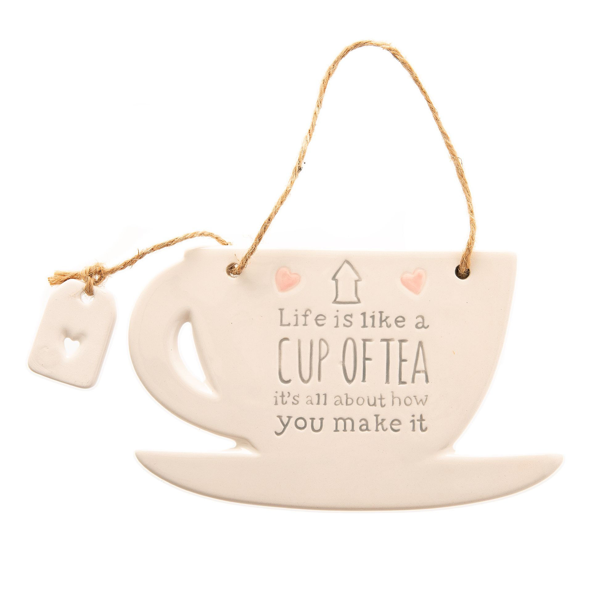 Love Life 'Life is like a cup of tea' Teacup Hanging Plaque