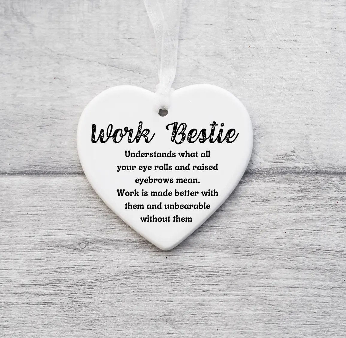 Ceramic Heart Plaque - Work Bestie