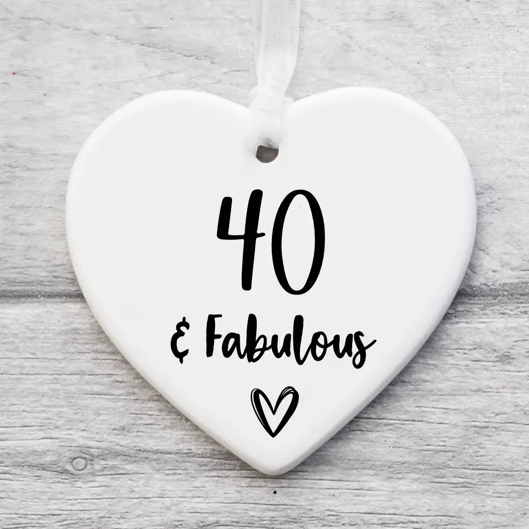 Ceramic Heart Plaque - 40 & Fabulous