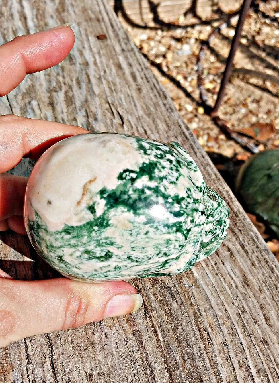 Thumbnail: Unique Moss Agate Skull