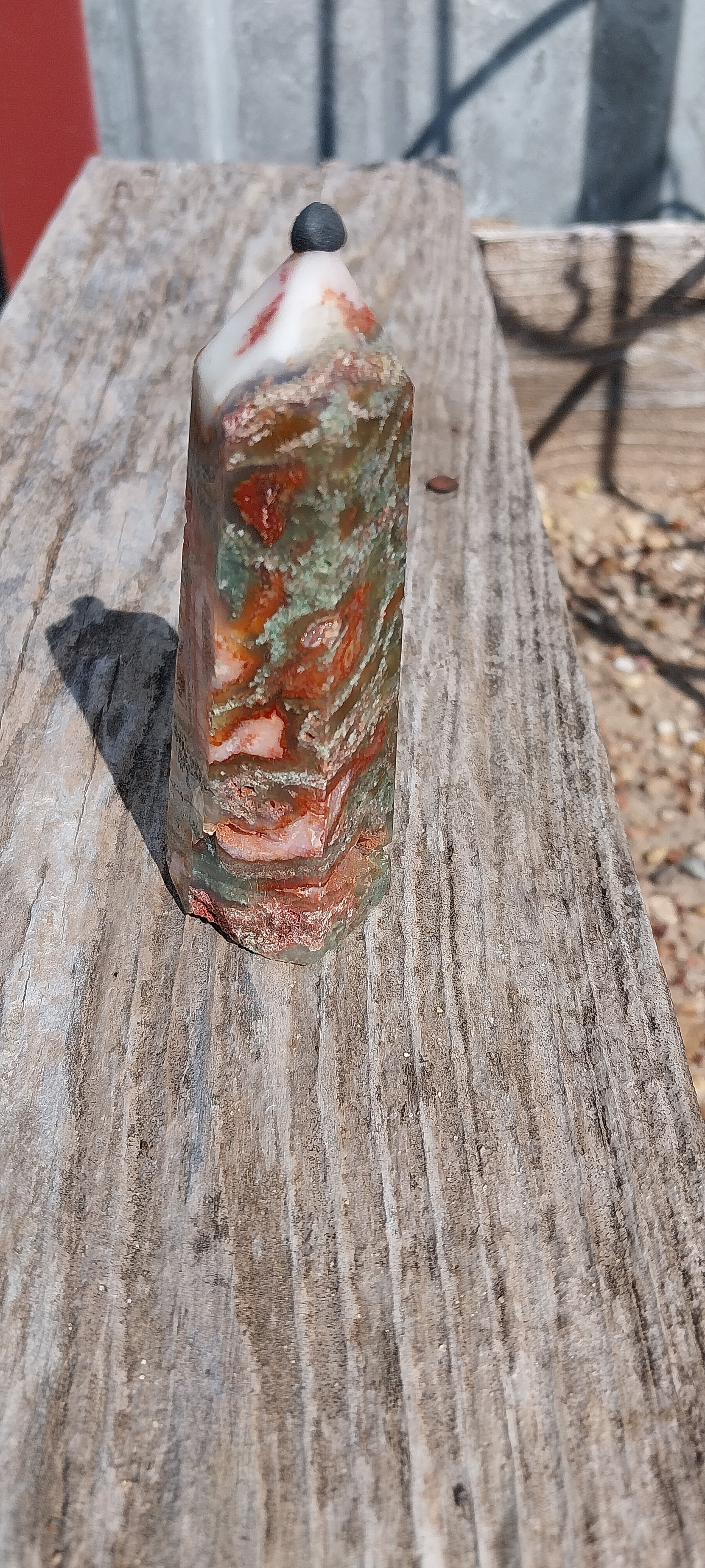 Red Moss Agate Tower