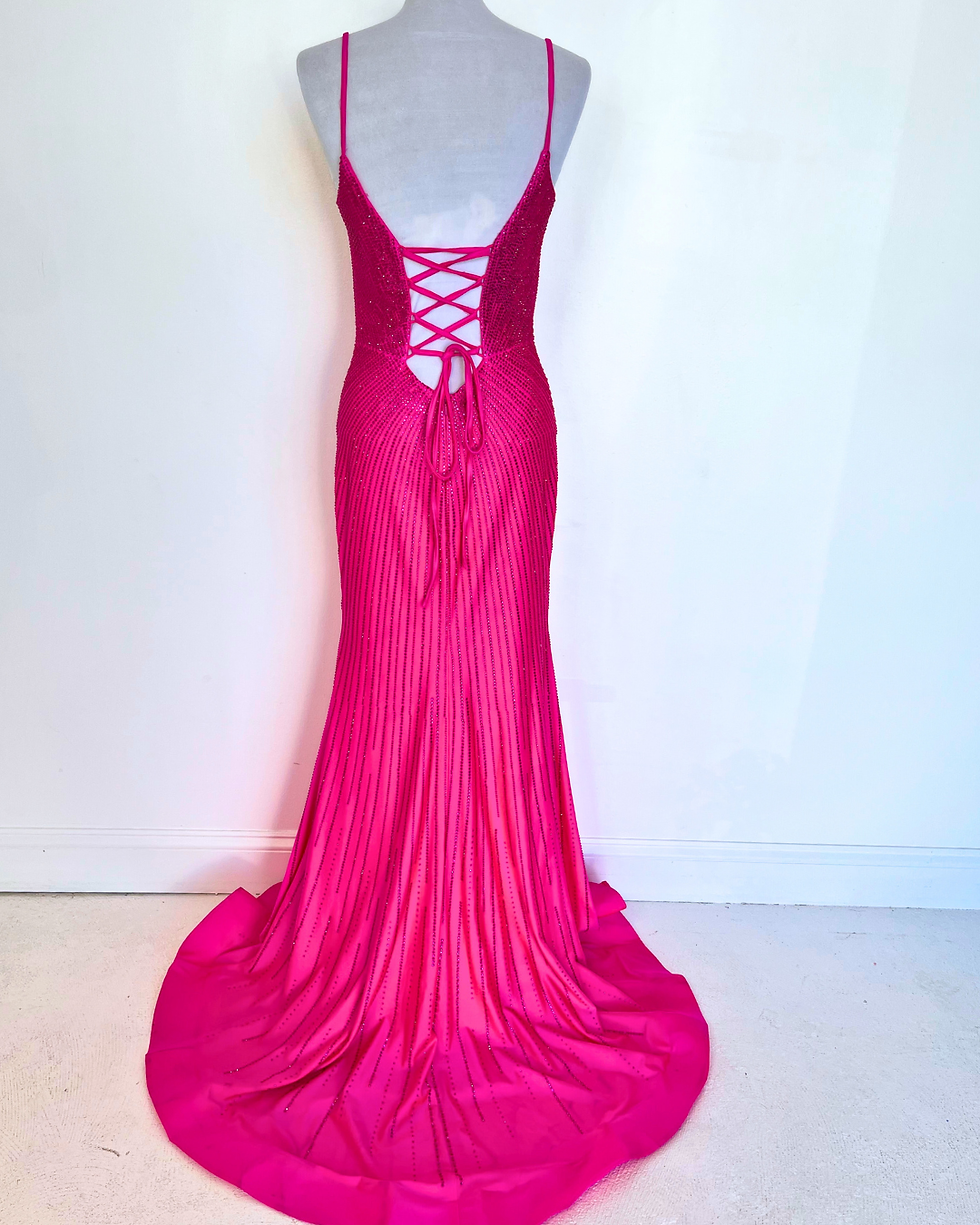 Thumbnail: Sherri Hill Fuchsia Long Gown - Size 4