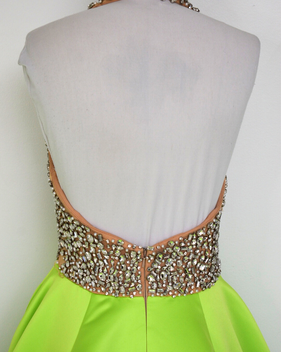 Thumbnail: Ashley Lauren Neon Green Long Dress - Size 6
