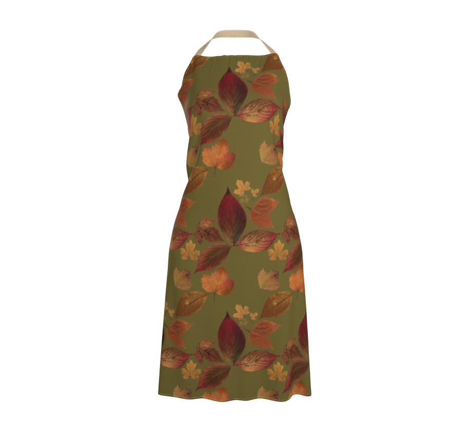 Thumbnail: Apron In The Fallen Amber Pattern In The Shade Veridian