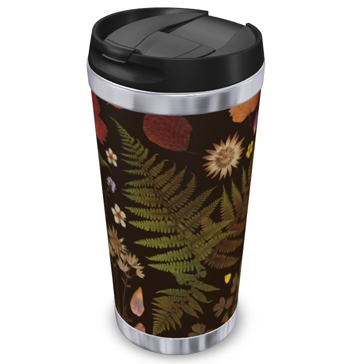 Thumbnail: Travel Mug In The Garden Preserve Pattern In The Shade Nutmeg