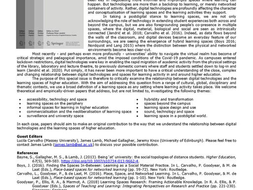 NEWS: Call for papers, chapters etc